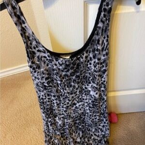 Wet Seal Grey and Black Leopard Print Tank Dress